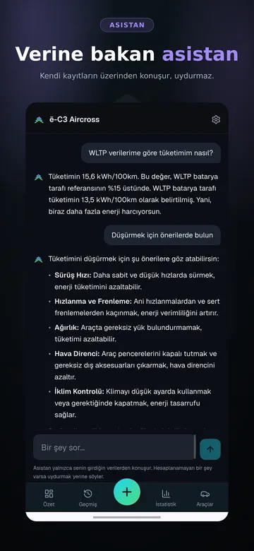 Asistan: kendi kayıtların üzerinden konuşur